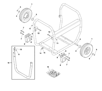 Wheel Kit Diagram and Parts List for 030734-00  Briggs and Stratton Generator